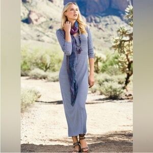 Peruvian Connection Marinero Striped Long Sleeve Maxi Dress Size Medium